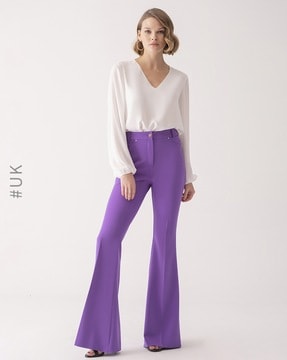 Buy Purple Cotton Silk Pants  SB00244SHAB19  The loom