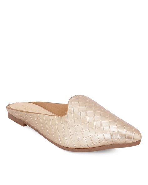 Gold discount woven mules