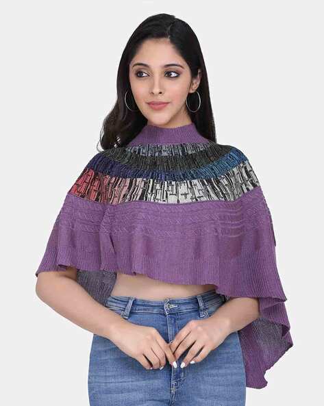 Abstract Print Asymmetrical Poncho Price in India