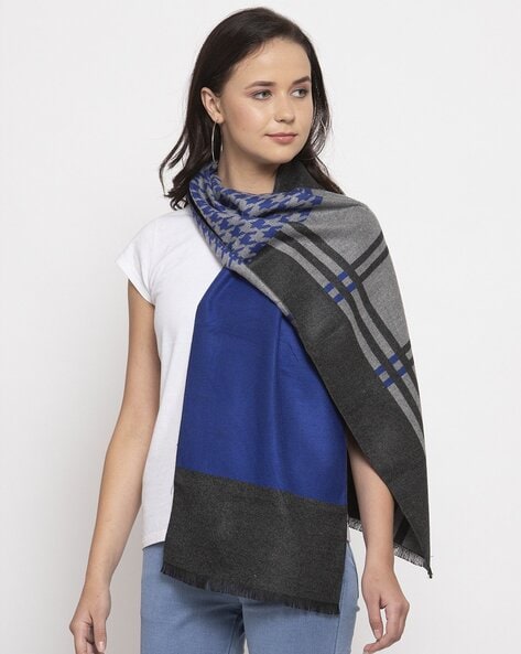 Colourblock Stole with Fringe Hems Price in India