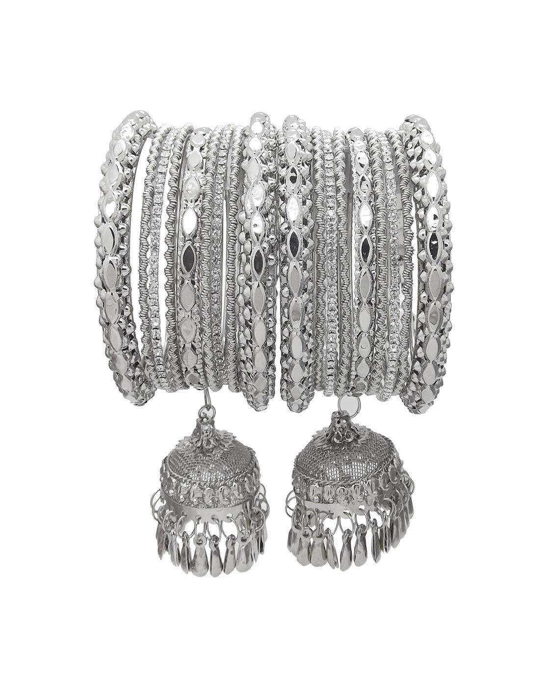 silver bangles with jhumka