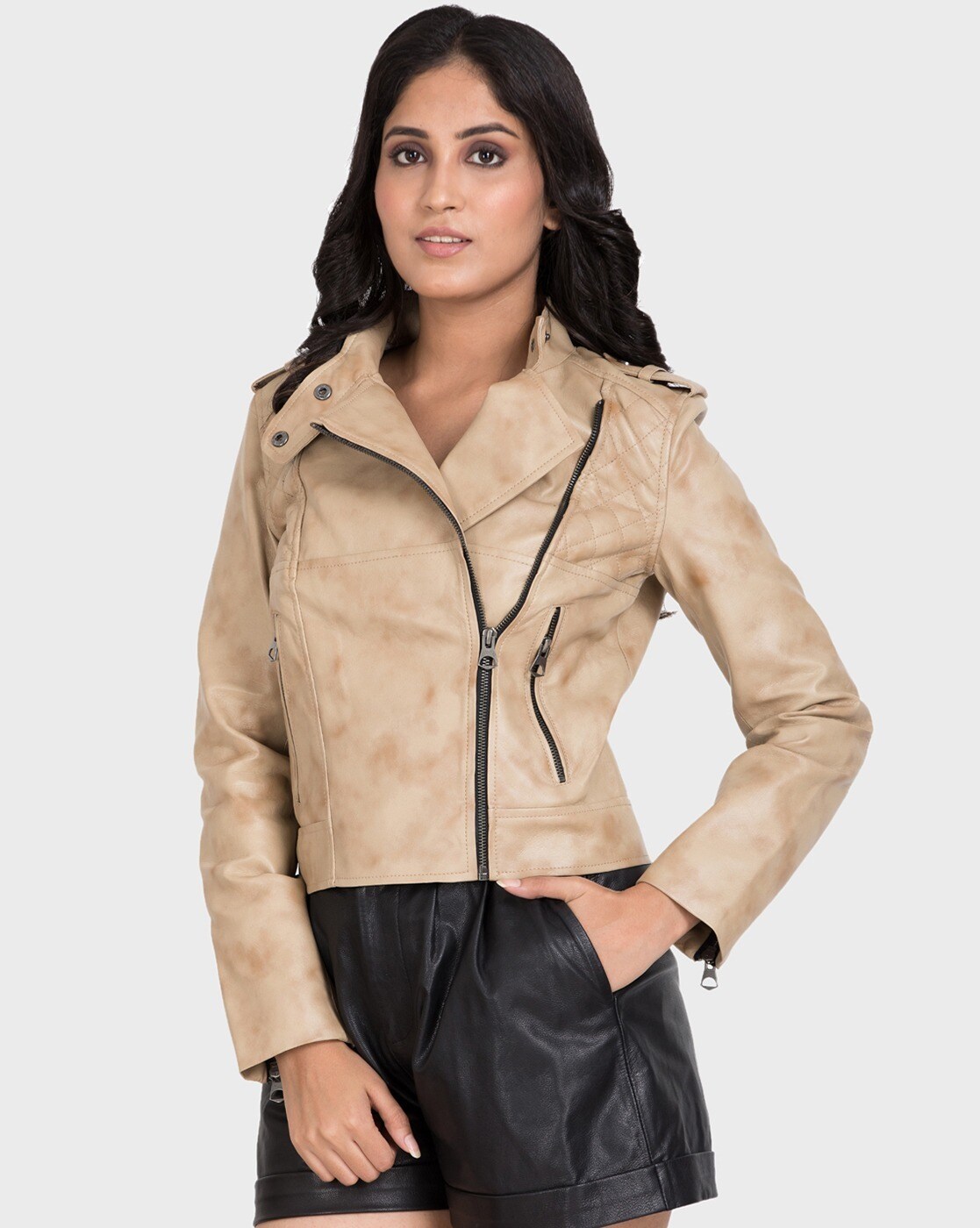 crop zipper(beige) Jacket