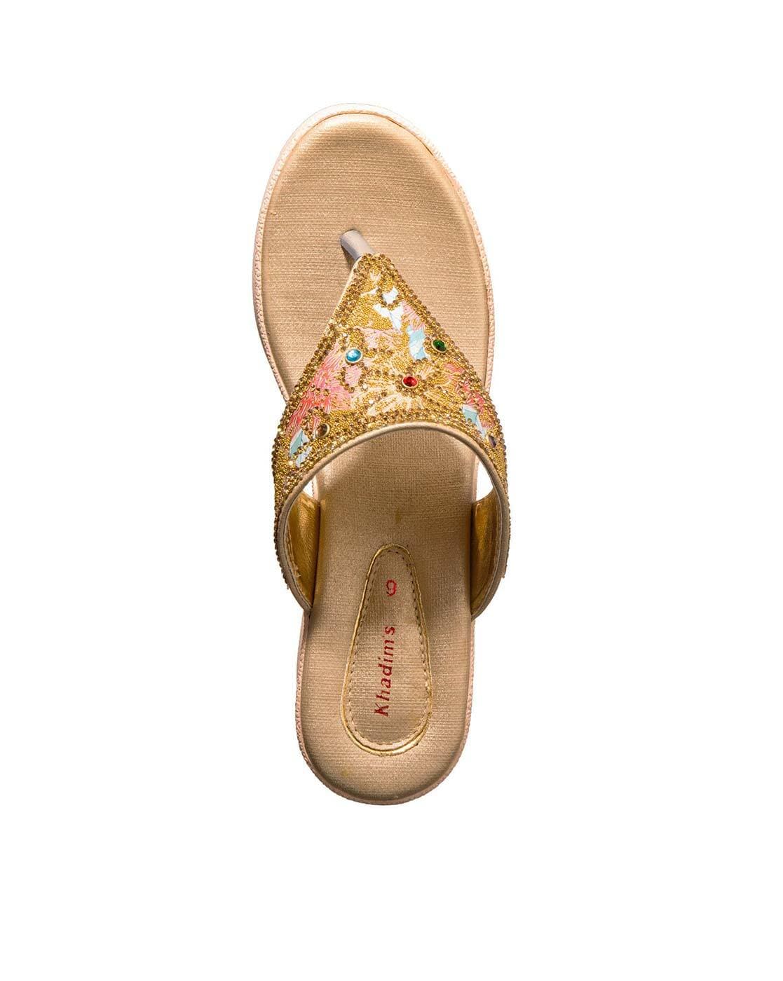 KHADIM Grey High Heel Block Slip On Ethnic Sandal for Women (5720332)