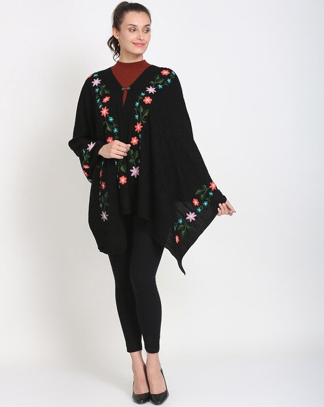 Knitted Shawl with Floral Border Price in India