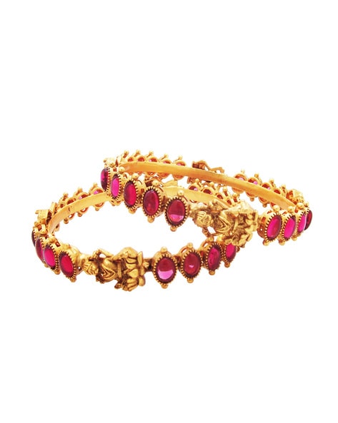 Buy Trendy Gold Plated White and Ruby Stone Ladies Hand Bracelet  Collections Buy Online