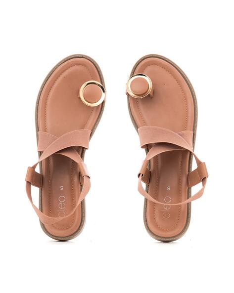 Toe-Ring Flat Sandals with Slingback