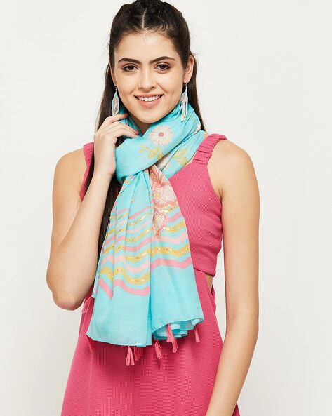 Embellished Scarf with Tassels Price in India