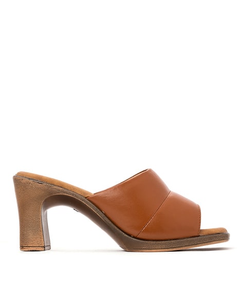 Block-Heeled Slip-On Sandals