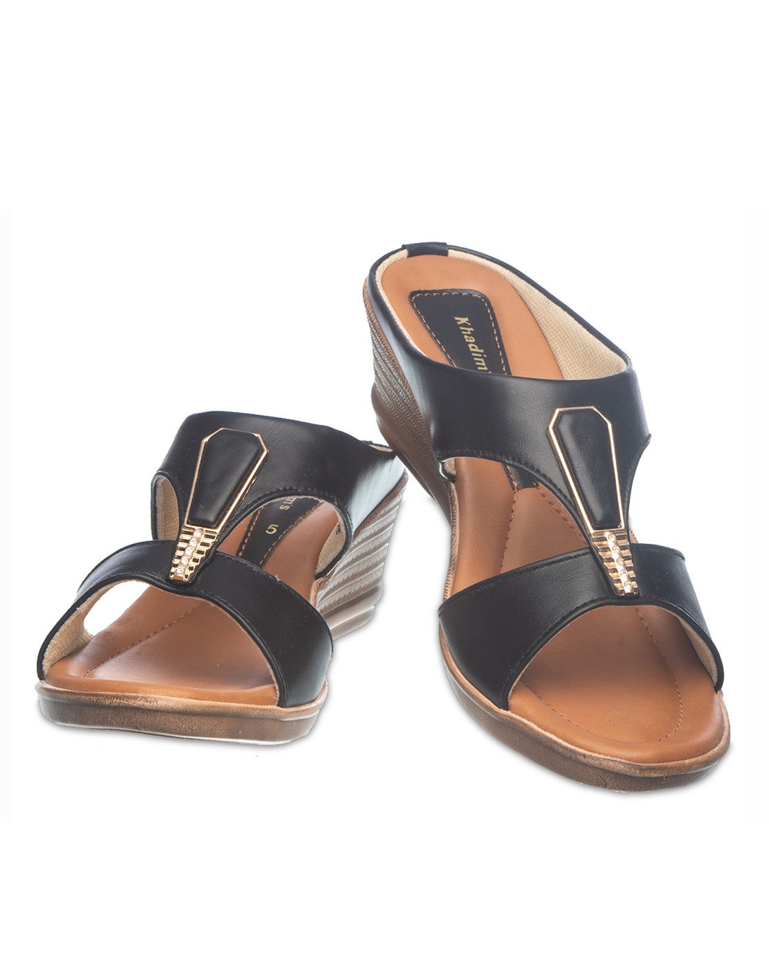 Buy online Black Leather Slip On Sandals from Sandals and Floaters for Men  by Khadims for ₹1079 at 37% off | 2024 Limeroad.com