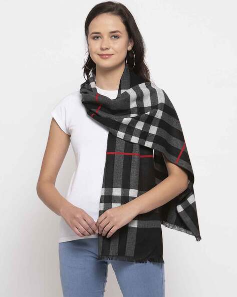 Checked Stole with Fringe Hems Price in India