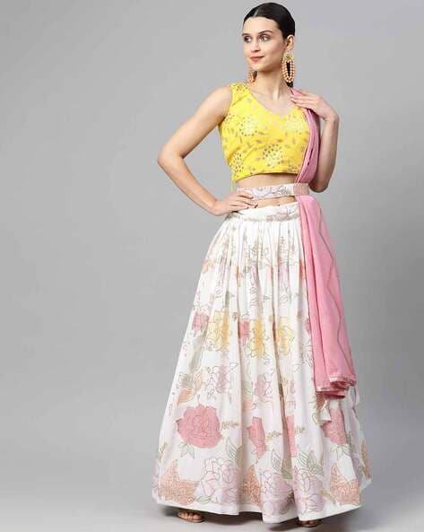 Lehenga Choli : Pink net beautiful sequence worked lehenga ...