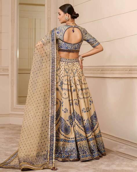 Elegant Navy Blue Embroidered Lehenga Choli