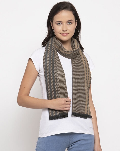 Striped Stole with Fringe Hems Price in India