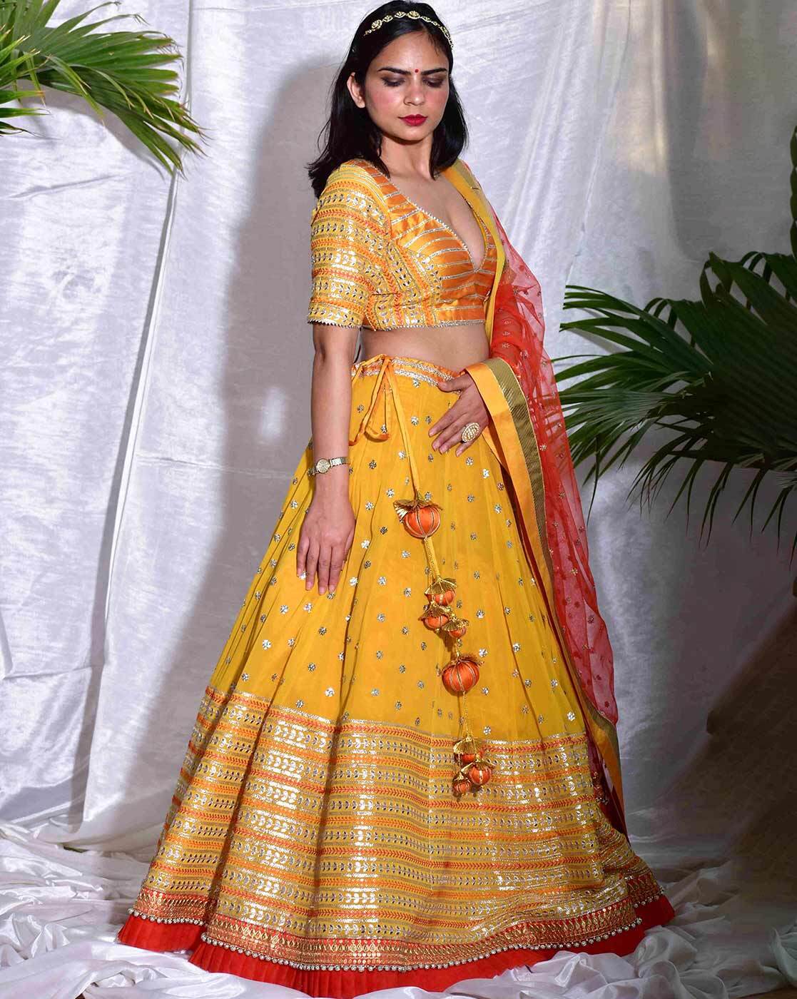 Designer Yellow Lehenga Online | Latest Lehengas Online For Women– Inddus.in