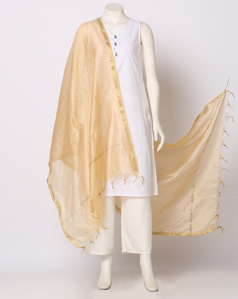 Chanderi Dupatta with Fringed Edges Price in India