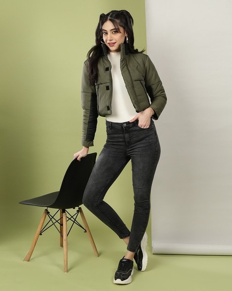 Buy Olive Green Jackets Coats for Women by FREEHAND Online Ajio