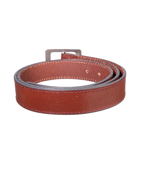 Khadim Men Black Leather Belt (Resizable)