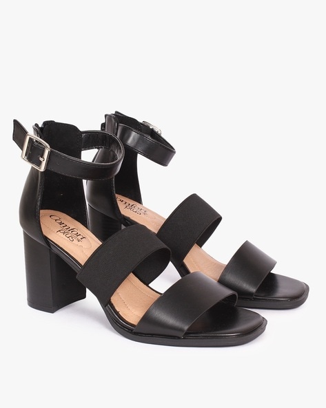 Comfortable black clearance heeled sandals