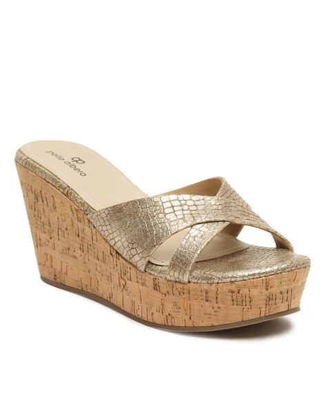 L`Amour Des Pieds Callye Slide Cork Gold : The Shoe Spa