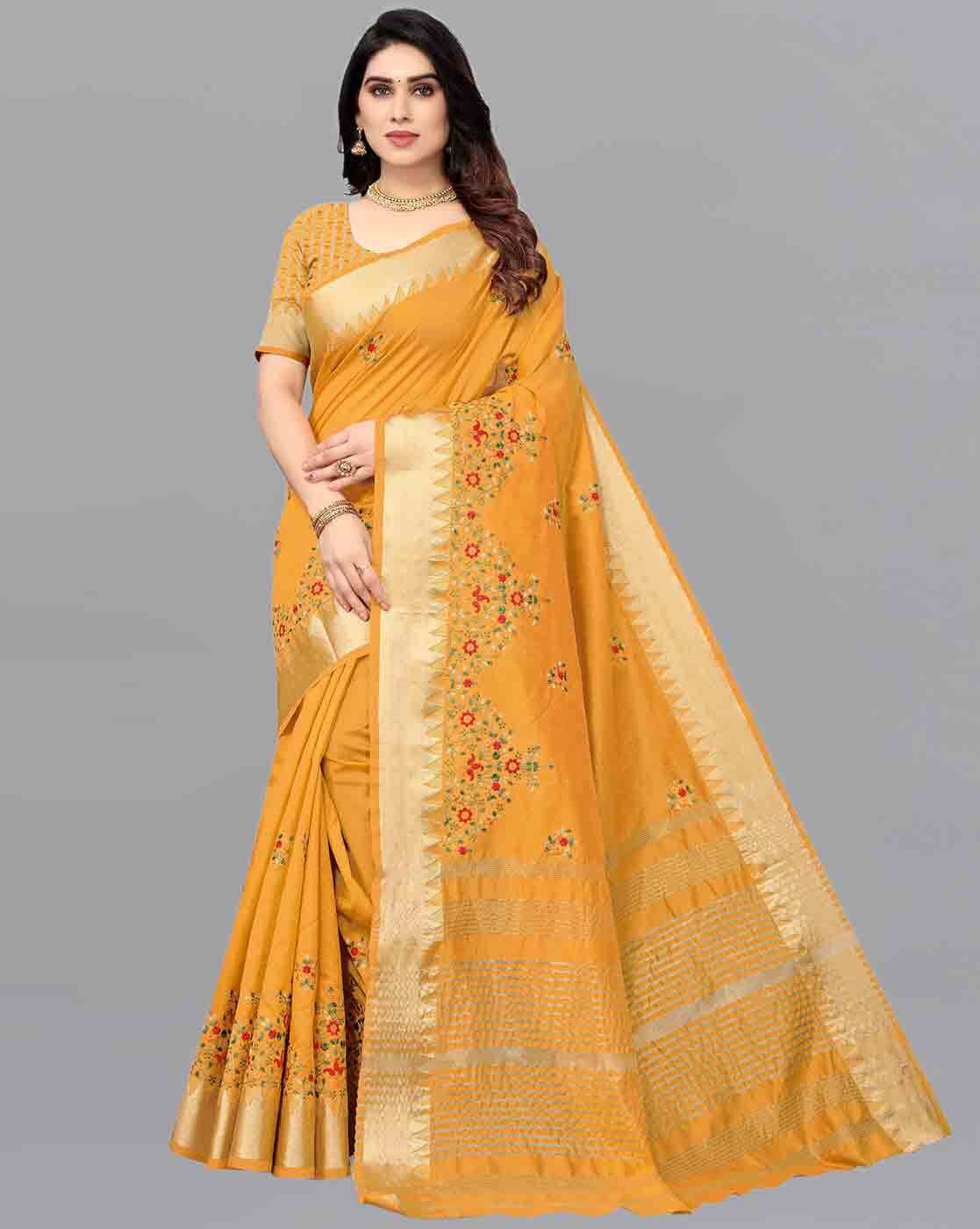 Magnificent Tissue Linen Women's Sarees - Yellow dvz0002732