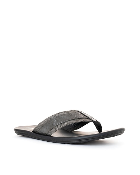 Khadims Textured Thong-Strap Flip Flops