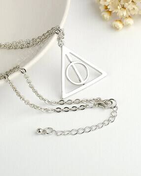 mahi Rhodium Plated Hollywood Inspired Deathly Hallows Pendant with Chain-picture-33