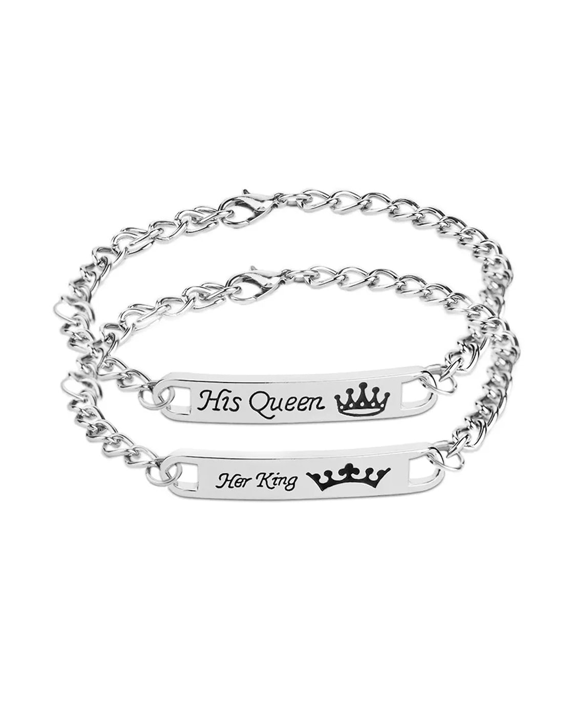 Buy Mahi Rhodium Plated His Queen Bracelet Valentine Gift for Girls and  Women BR1100410R at Amazonin