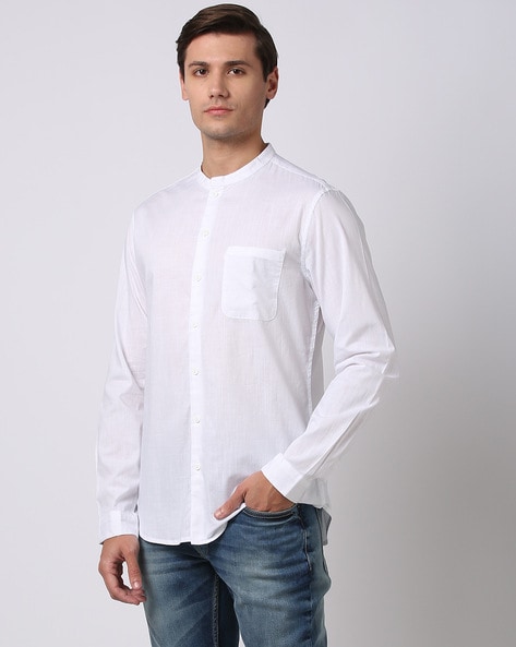 Slim Fit Mandarin Collar Shirt