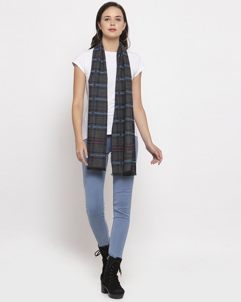 Checked Stole with Fringe Hems Price in India