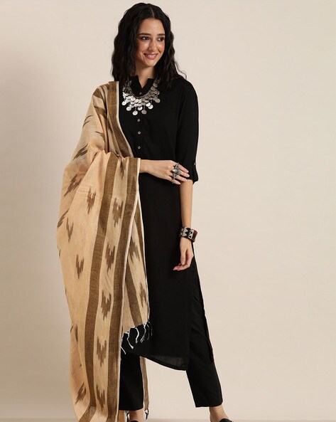 Abstract Pattern Dupatta with Tassels Price in India