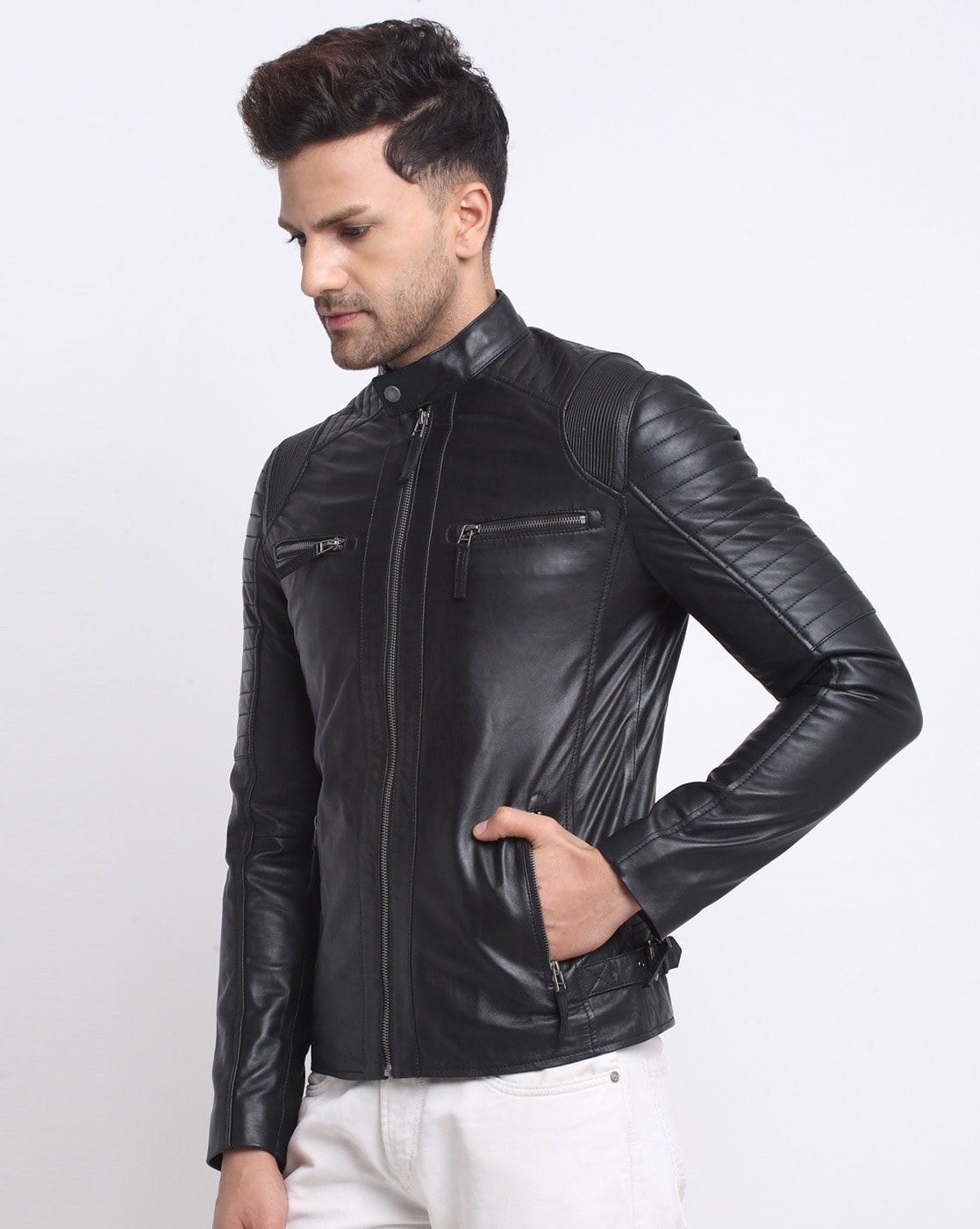 Teakwood Leathers Black Genuine Leather Jacket