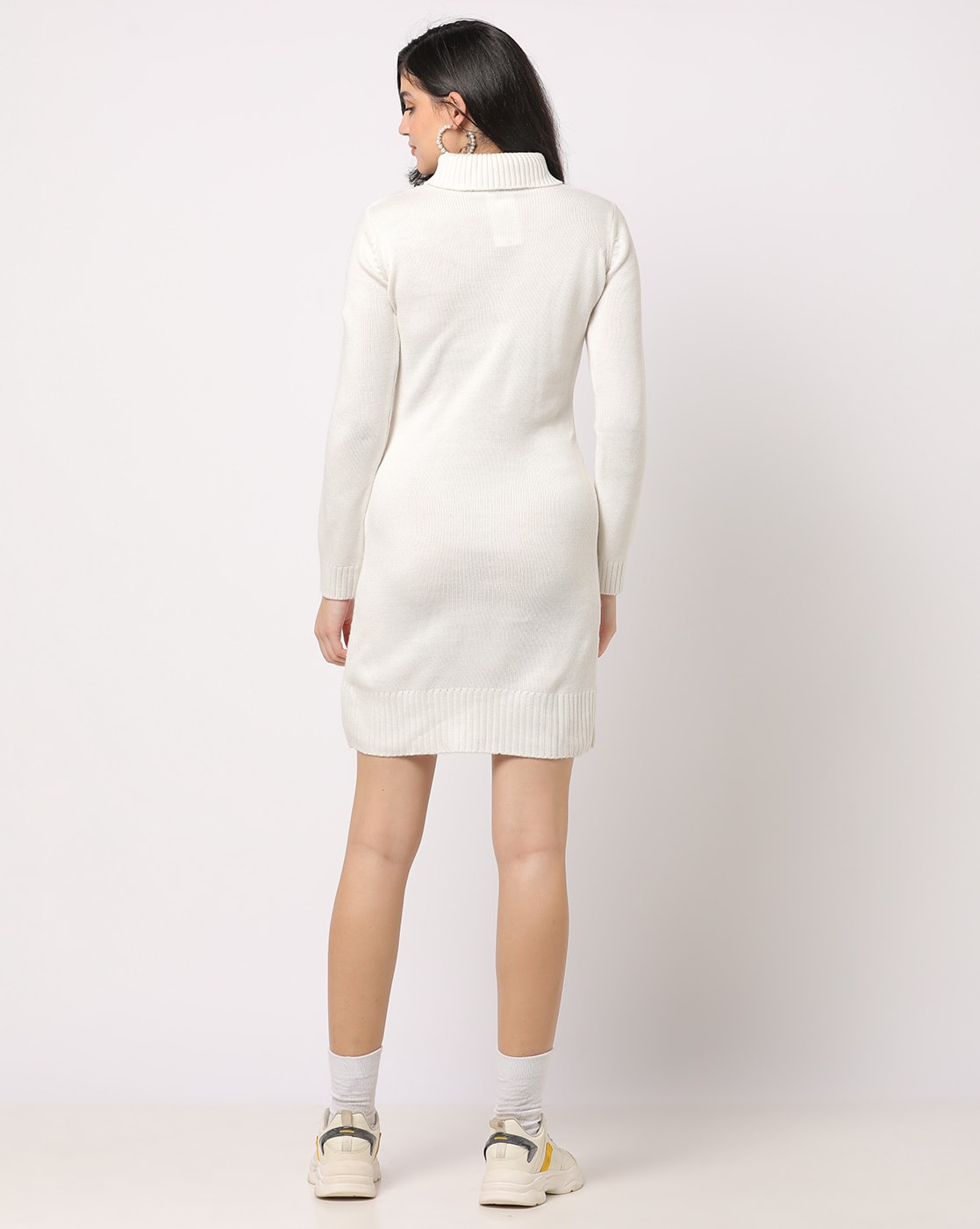white turtleneck sweater dress