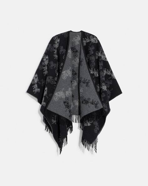 Buy Coach Reversible Horse And Carriage Poncho | Black Color Women