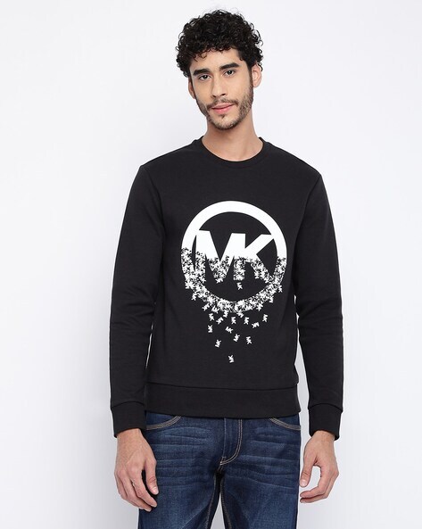Logo Print Cotton Sweatshirt in Black - Men