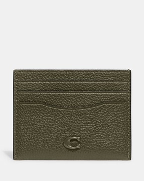 COACH Flat Card Case in Cross Grain Black One Size