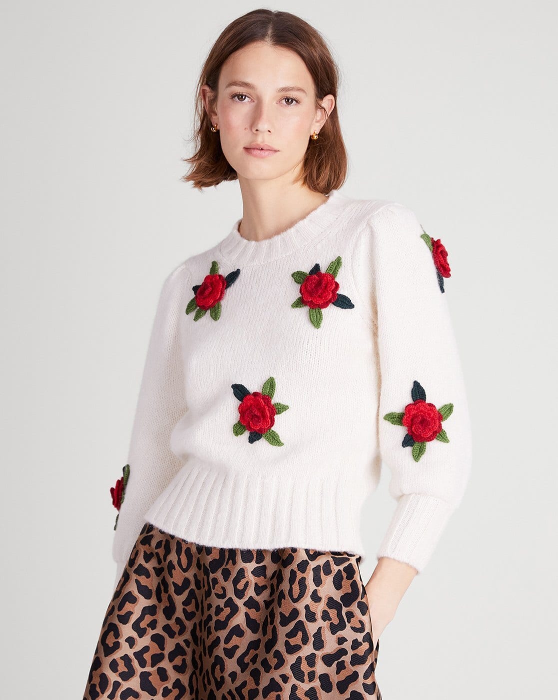 トップス Rose flower motif short sleeve cardigan Rose flower motif short sleeve cardigan | Treat