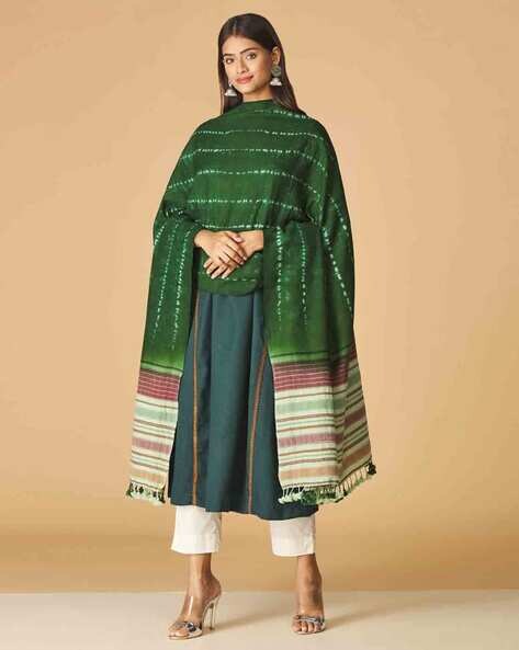 Striped Woolen Shawl with Tassels Price in India