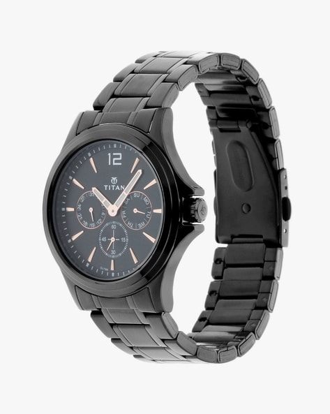 Titan black best sale steel watch