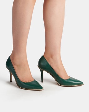 Buy Coach Waverly Bead Chain Pumps | Green Color Women | AJIO LUXE