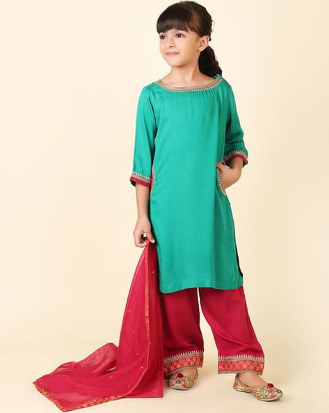 Buy Green Pink Ethnic Wear Sets for Girls by Fabindia Online