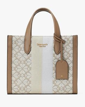 Oversized Spade Flower Jacquard Stripe Manhattan Large Tote