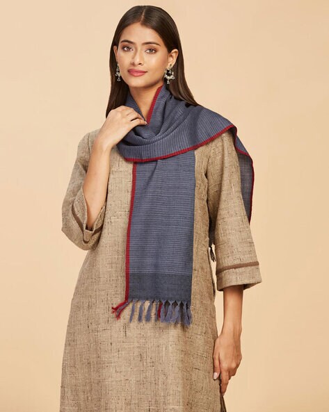 Striped Stole with Fringed Hems Price in India