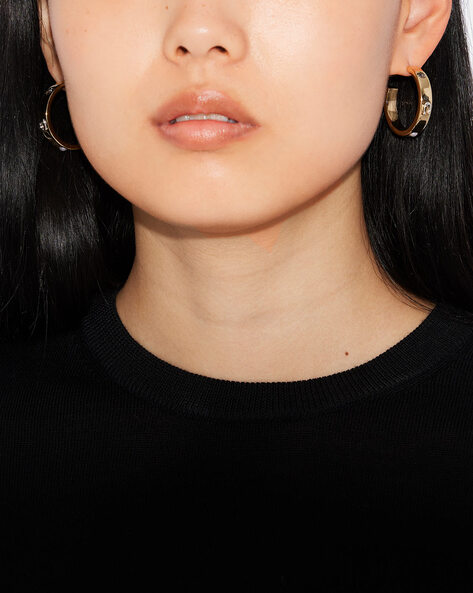 Buy BELLEZIYA Gold Finish Stone Embedded Hoop Earrings  Shoppers Stop