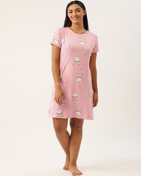 Sweet Dreams Graphic Print Round-Neck Nightdress