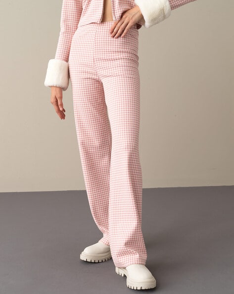 Global Republic Trousers and Pants  Buy Global Republic Women Pink Cotton  Linen Checked Lower Online  Nykaa Fashion