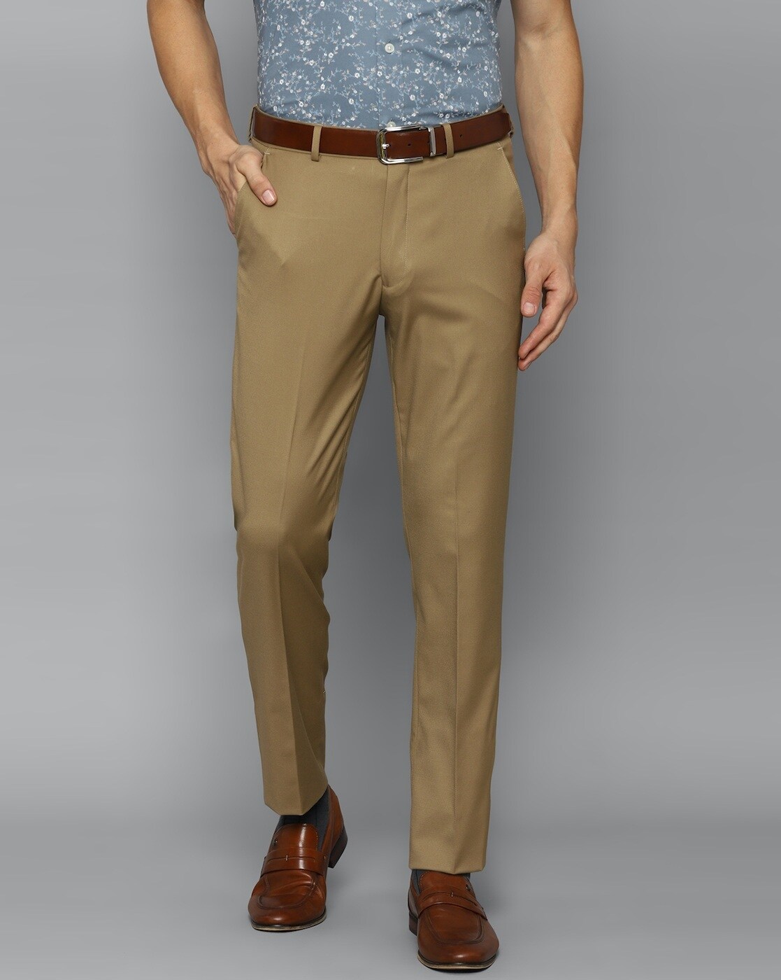 Buy Color Plus Mens Flat Front Tailored Fit Medium Khaki Casual Trouser at  Amazonin
