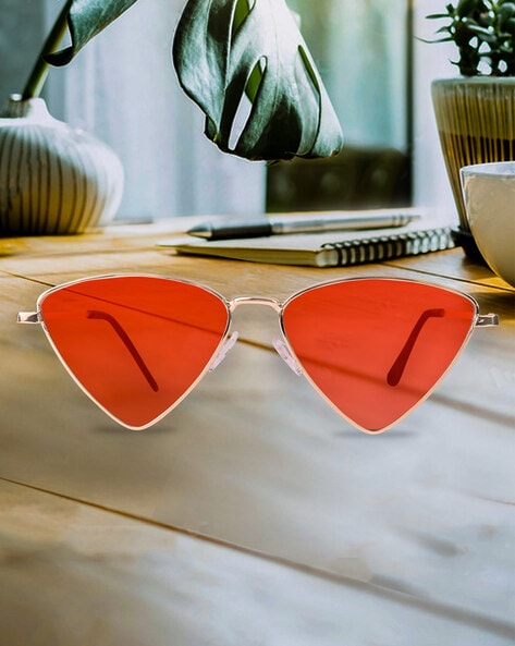 Shop FLIP-CO Gold/Red round flip-up sunglasses | Giant Vintage Sunglasses