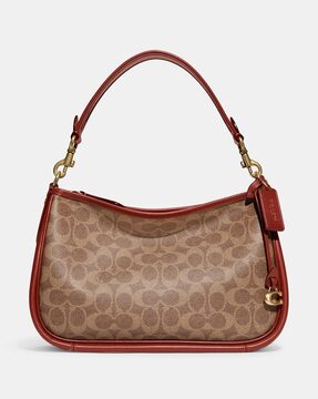 Coach Lori Signature Leather Shoulder Bag, Tan/Rust