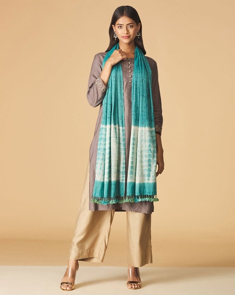 Tie & Dye Print Stole with Tassels Price in India