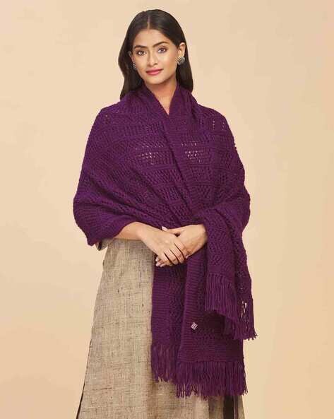 Knitted Shawl with Fringed Hems Price in India